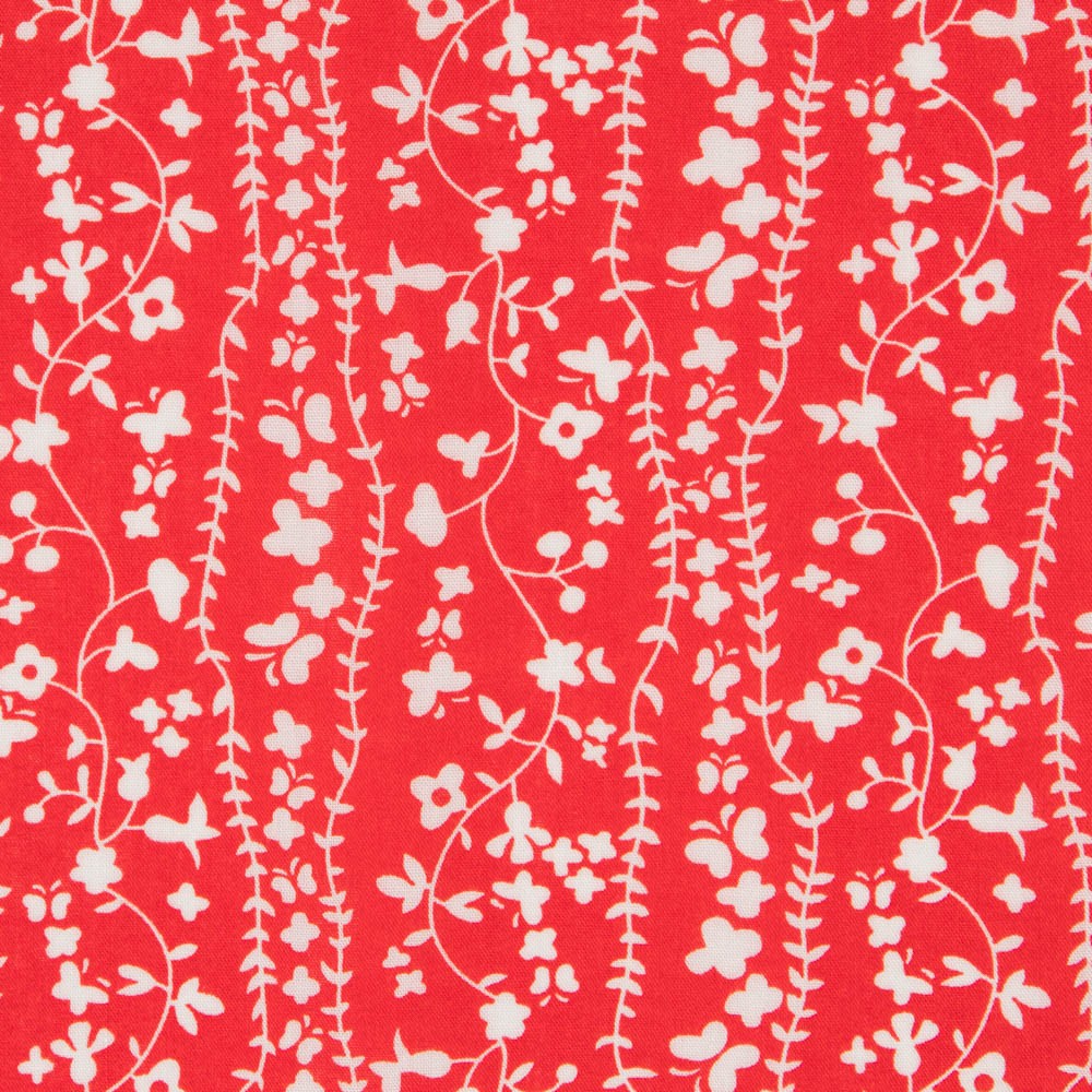 Viskose Floral Volants Rot - Ribes y Casals