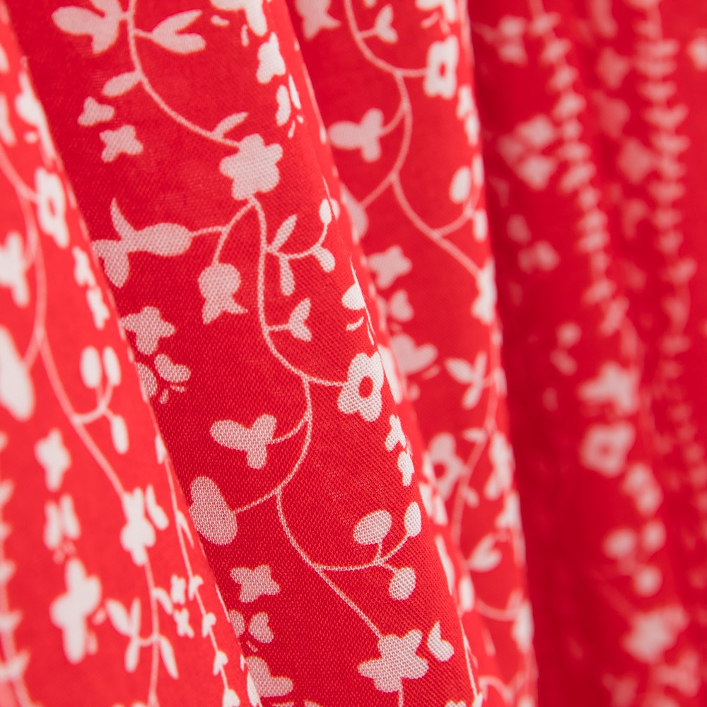 Viskose Floral Volants Rot - Ribes y Casals