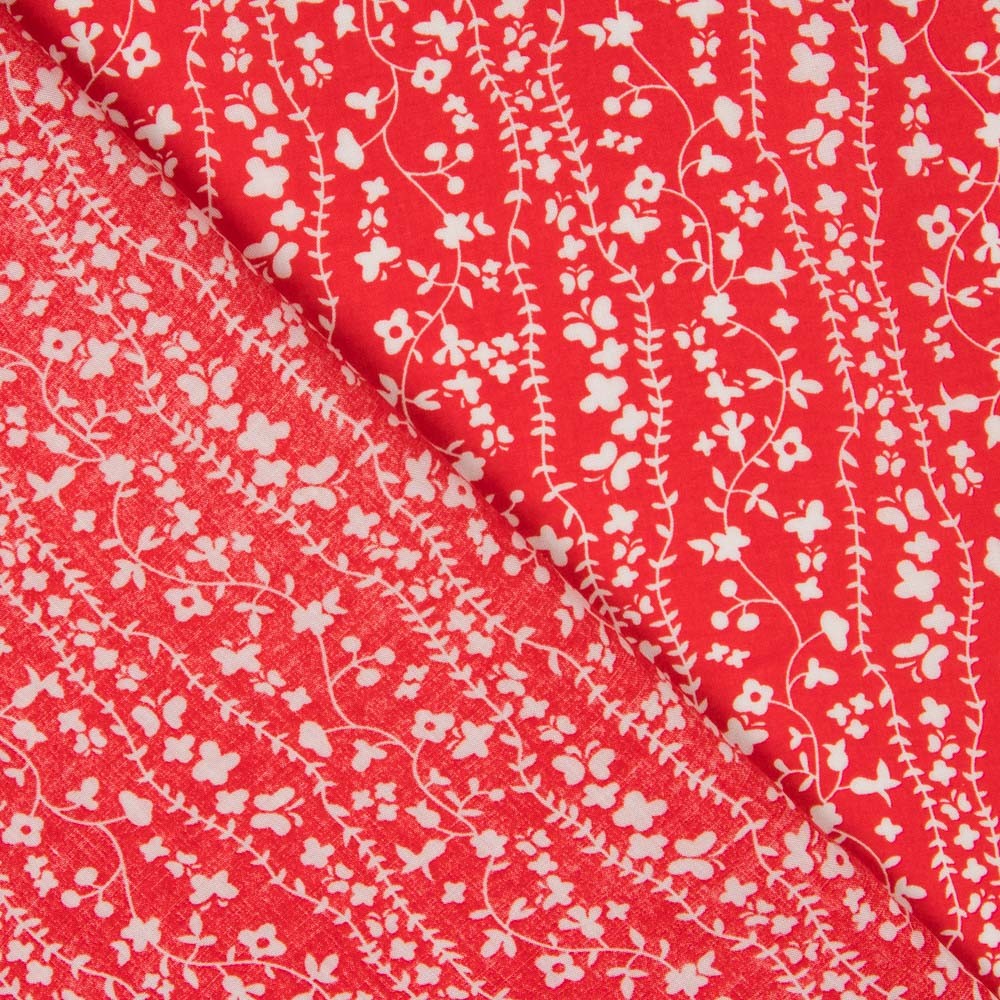 Viskose Floral Volants Rot - Ribes y Casals
