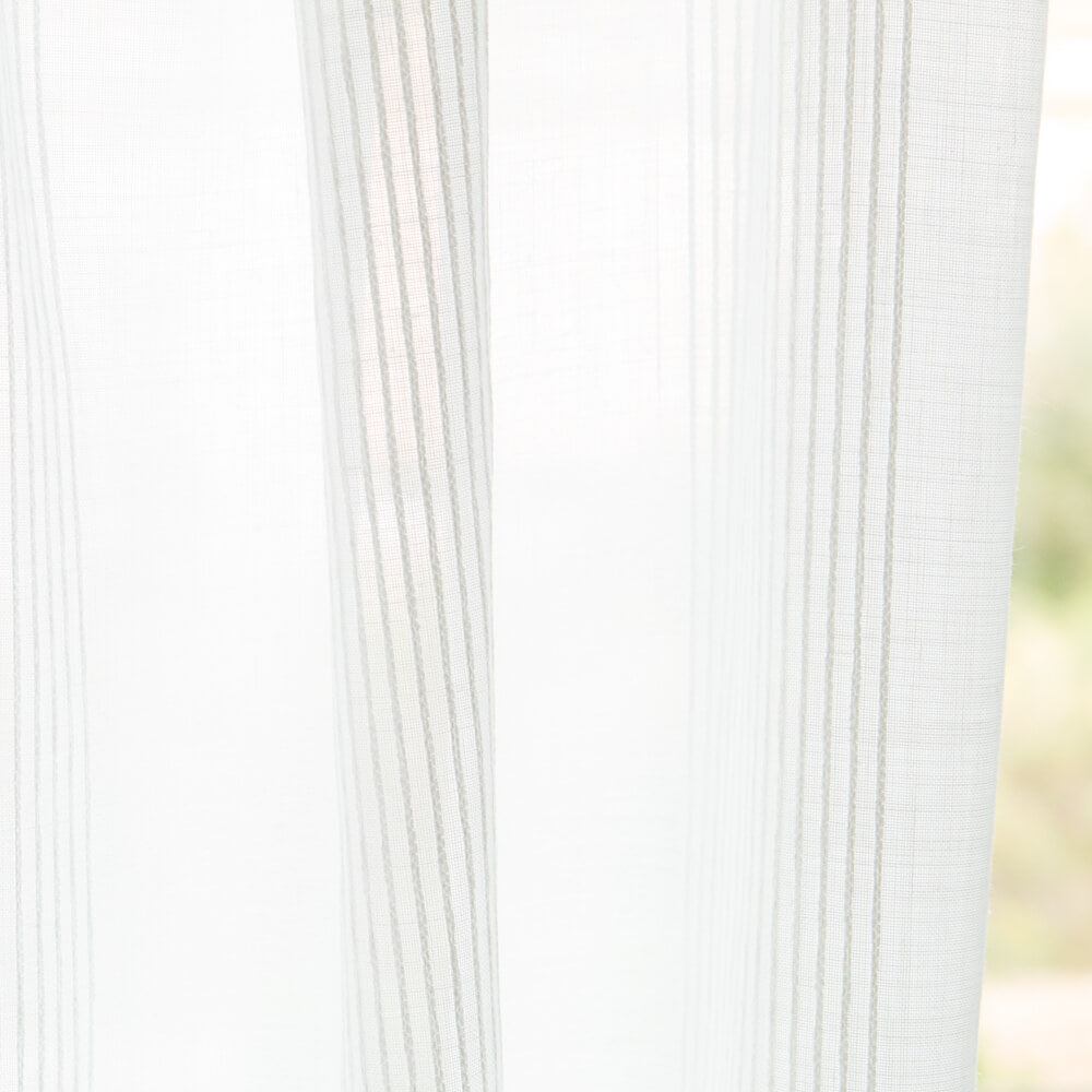 Leinen Multi-Striped Sheer Net Vorhang Weiß - Ribes y Casals