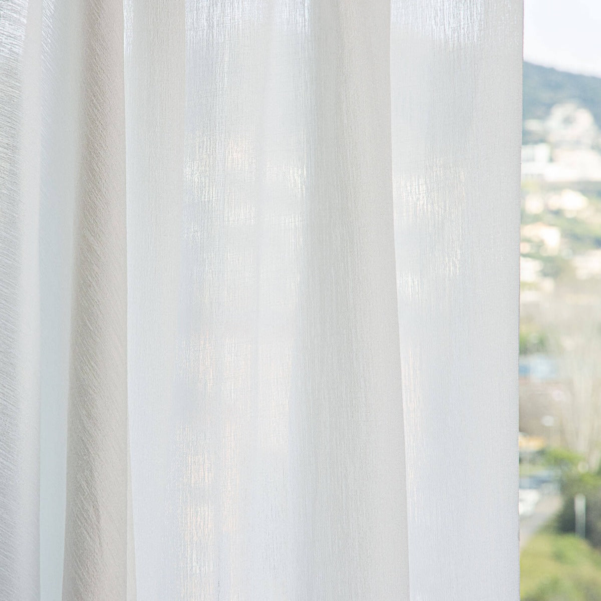 Transparenter Vorhang Krepp Rustikal Dichtes Weiß Natürlich - Ribes y Casals