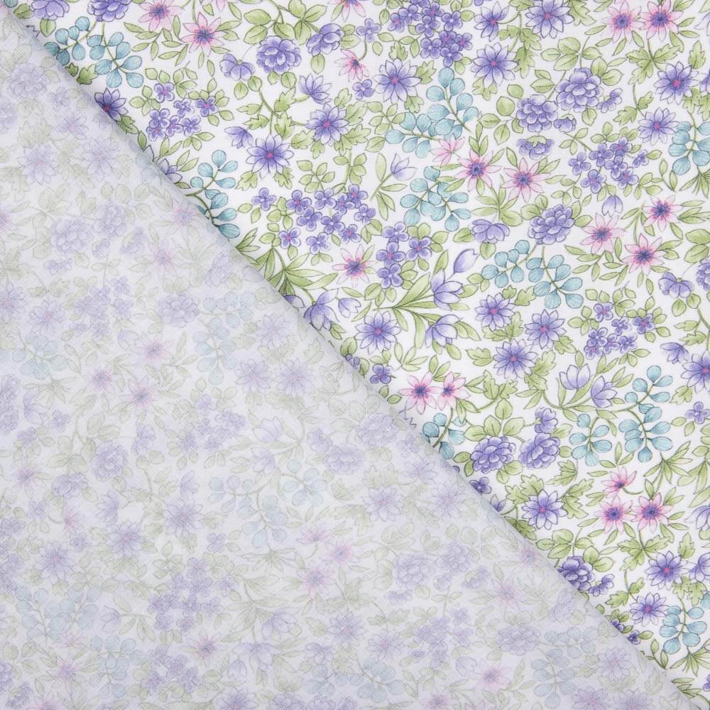 Voile Baumwolle Blumen Scharlachrot Flieder - Ribes y Casals