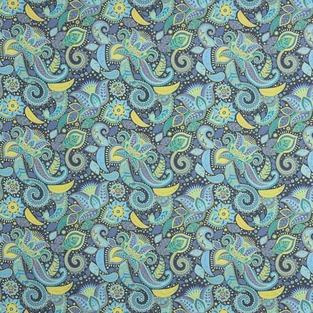 Voile Baumwolle Supima Print 03 Blau - Ribes y Casals