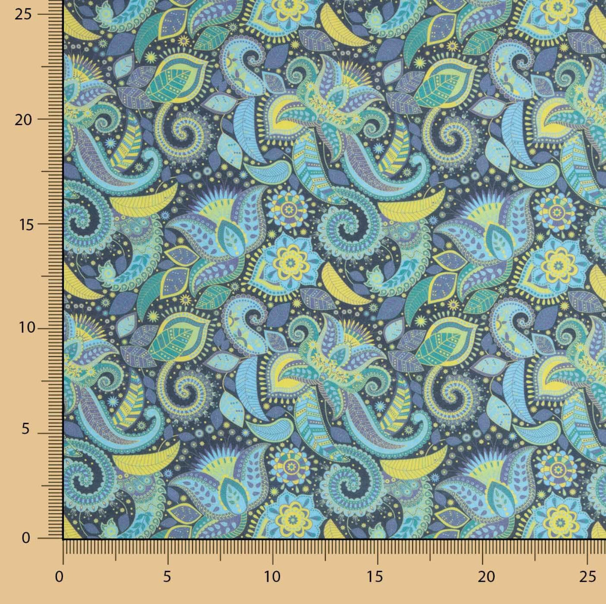 Voile Baumwolle Supima Print 03 Blau - Ribes y Casals