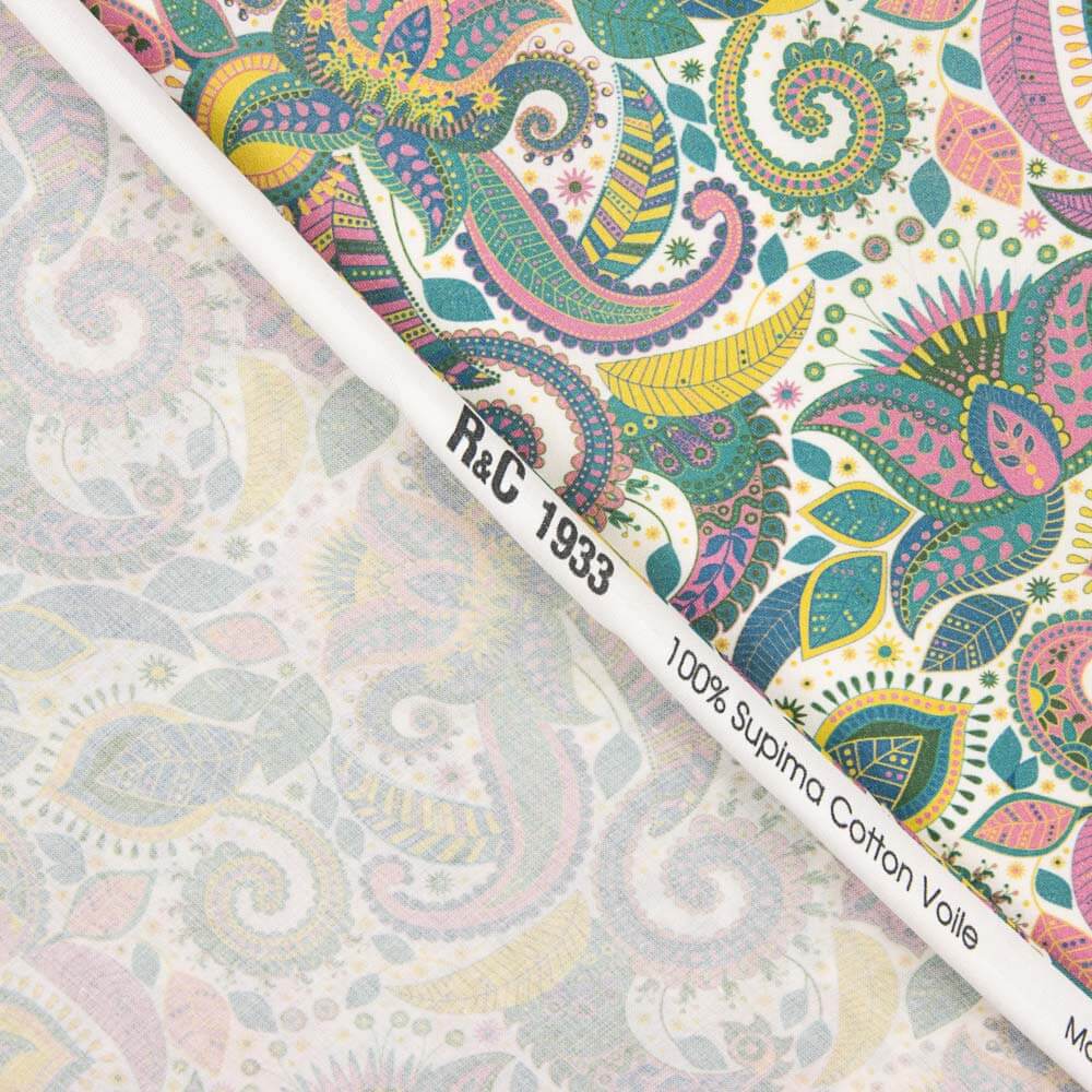 Voile Baumwolle Supima Print 03 Weiß - Ribes y Casals