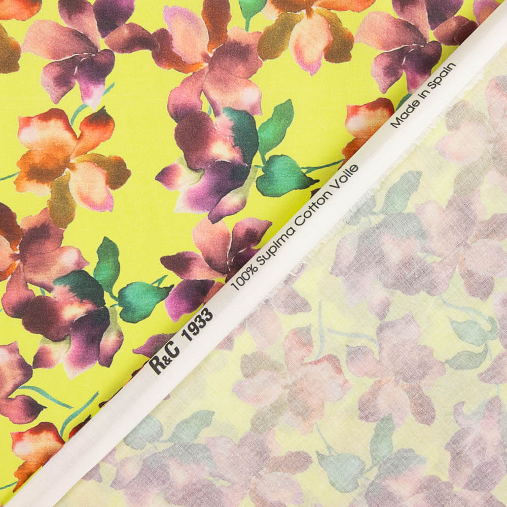 Voile Baumwolle Supima Print 10 Gelb - Ribes y Casals