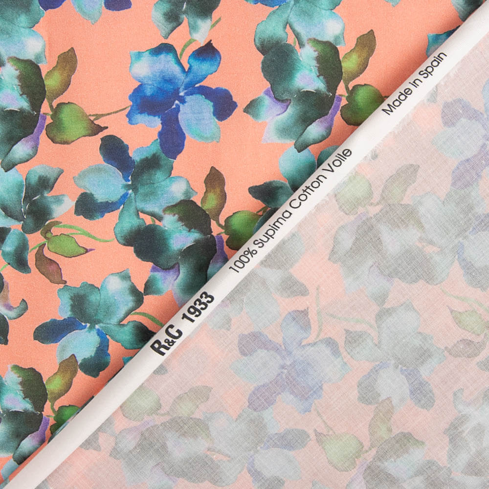 Voile Baumwolle Supima Druck 10 Orange - Ribes y Casals