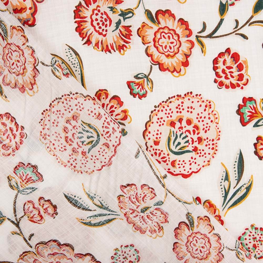 Voile Floral Print Weiß - Ribes y Casals
