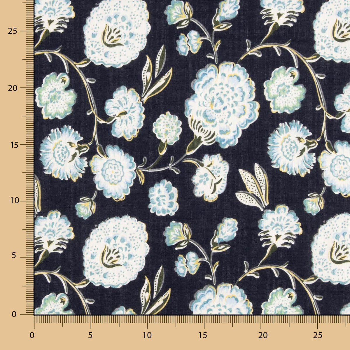 Marineblauer geblümter bedruckter Voile - Ribes y Casals