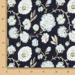 Marineblauer geblümter bedruckter Voile - Ribes y Casals