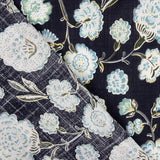 Marineblauer geblümter bedruckter Voile - Ribes y Casals