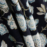Marineblauer geblümter bedruckter Voile - Ribes y Casals