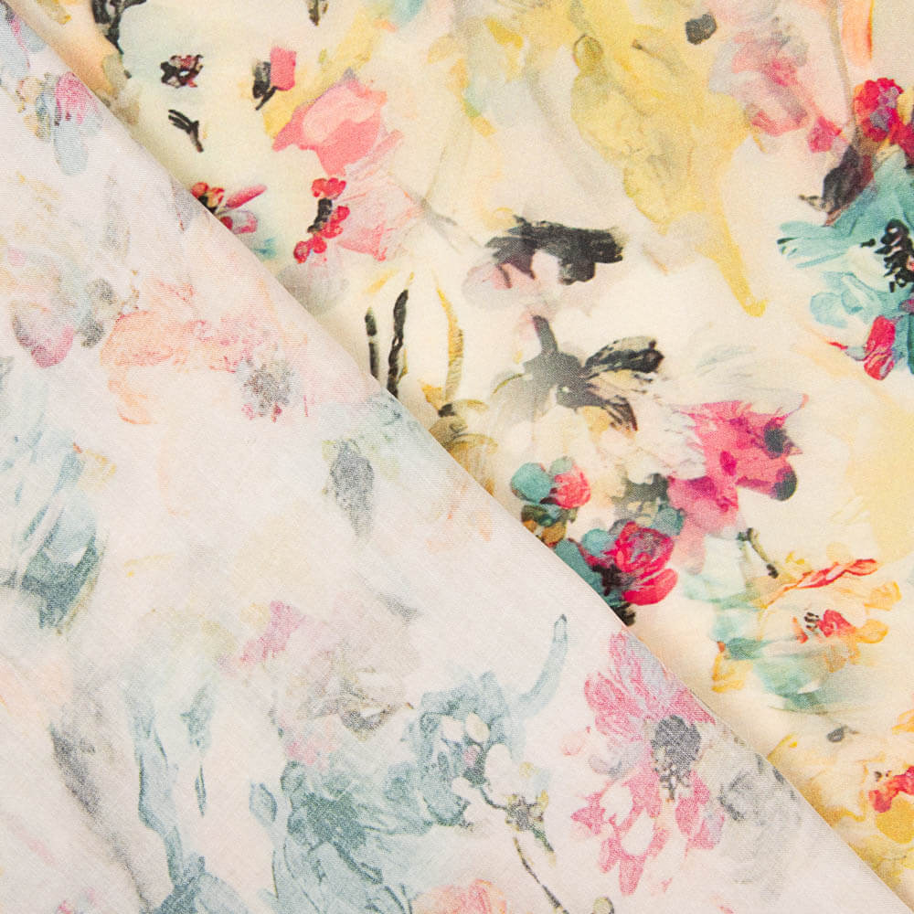Voile Viskose Aquarell Blumen - Ribes y Casals