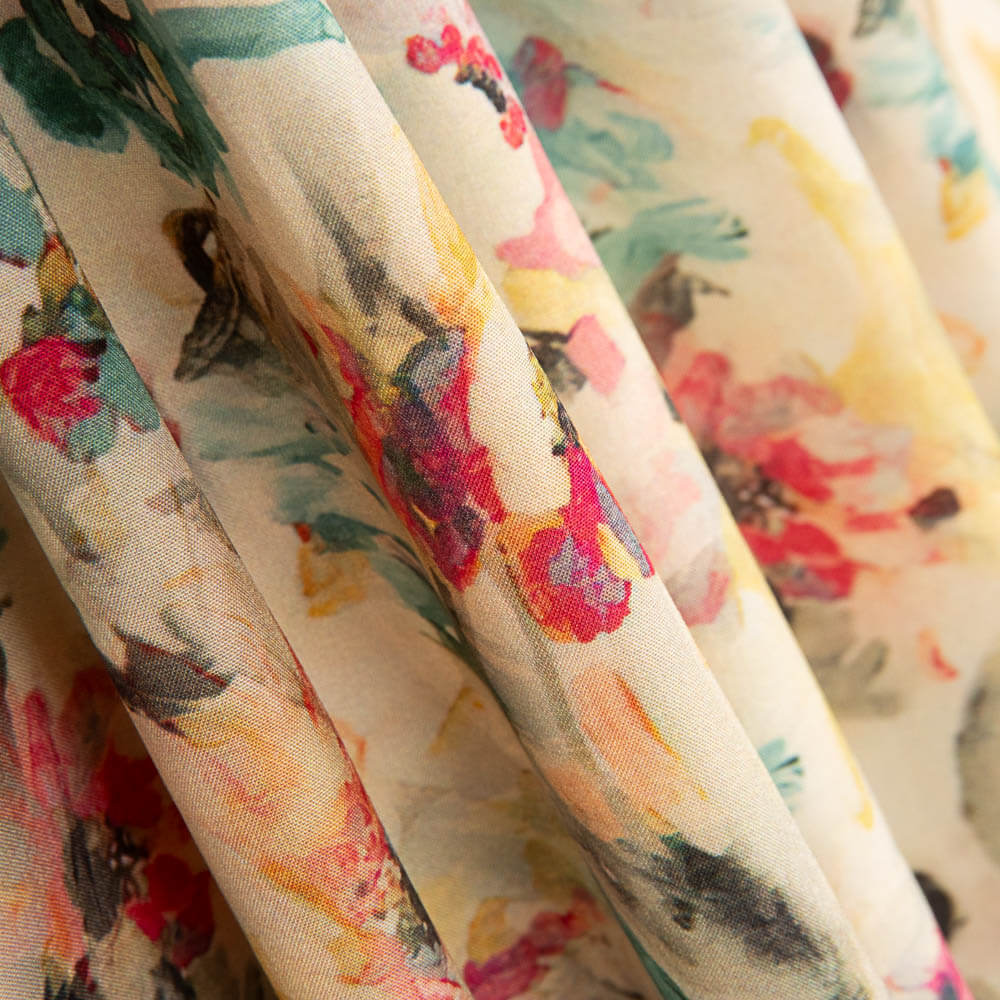 Voile Viskose Aquarell Blumen - Ribes y Casals